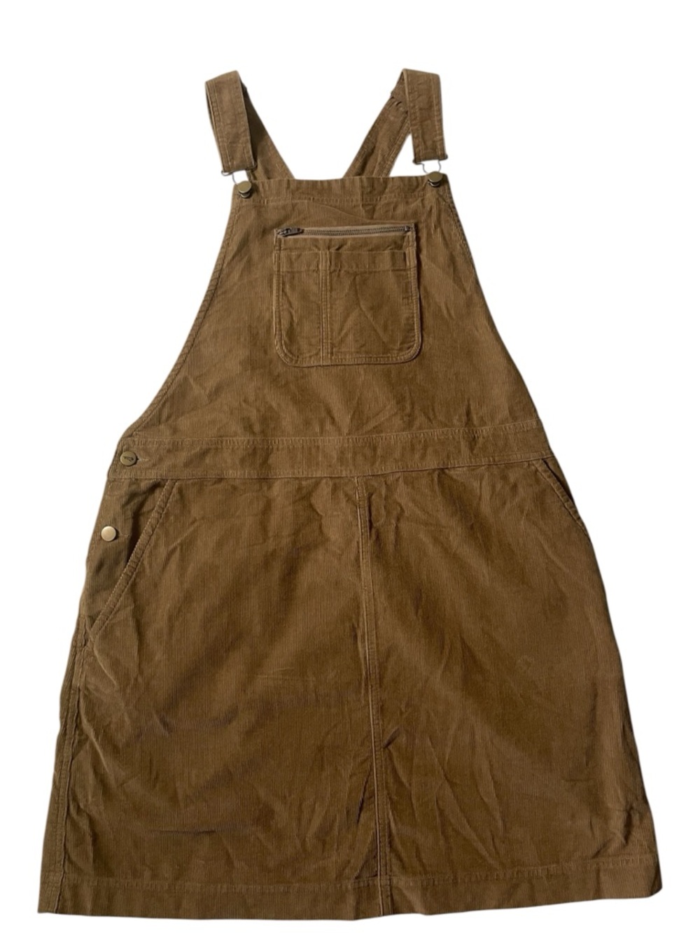 Toad & Co taupe brown corduroy overalls dress
